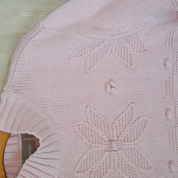 Croft & Barrow Soft Powder Pink Floral Knit Sweater Pullover Mock Neck - Picture 3 of 11